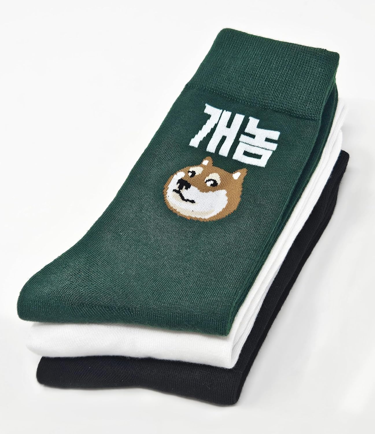 Meloday Funny K-Pop Korean Lingo Socks No Compression Soft Cotton 3 Pairs per Pack - Salty Face
