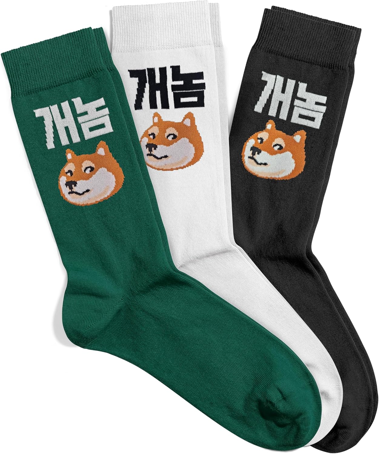 Meloday Funny K-Pop Korean Lingo Socks No Compression Soft Cotton 3 Pairs per Pack - Salty Face