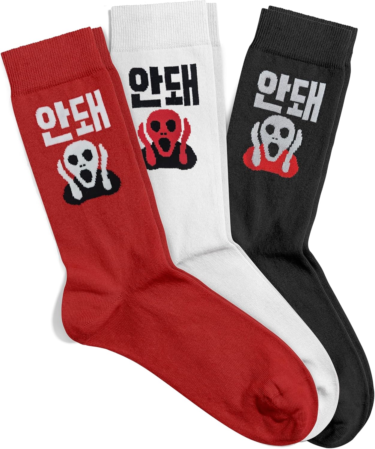 Meloday Funny K-Pop Korean Lingo Socks No Compression Soft Cotton 3 Pairs per Pack - Salty Face