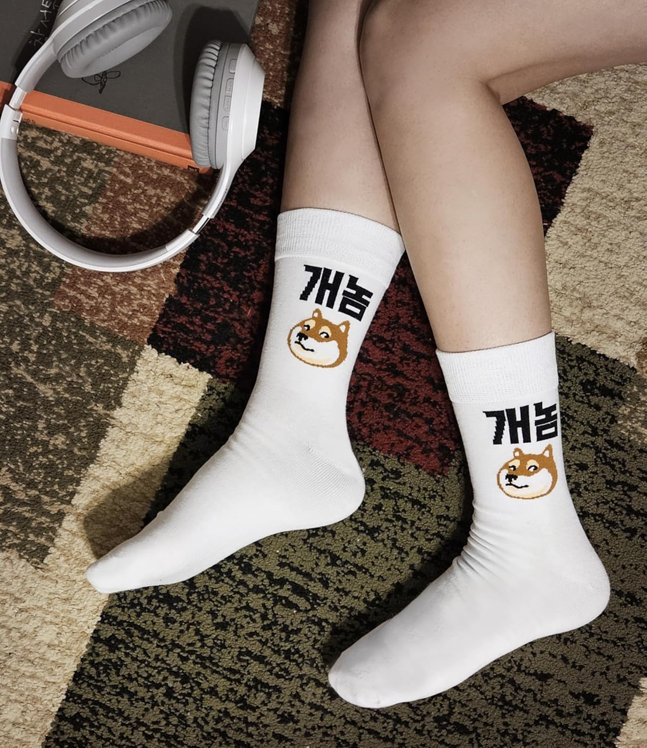 Meloday Funny K-Pop Korean Lingo Socks No Compression Soft Cotton 3 Pairs per Pack - Salty Face