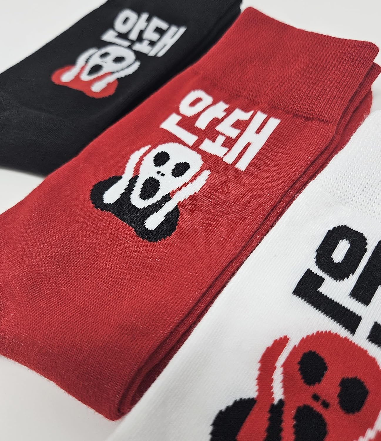 Meloday Funny K-Pop Korean Lingo Socks No Compression Soft Cotton 3 Pairs per Pack - Salty Face
