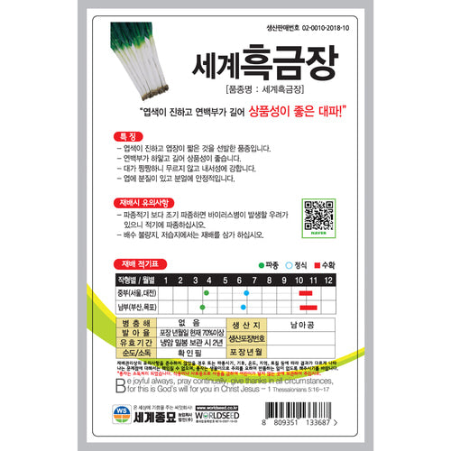 흑금장파 씨앗 Bunching Onion Seeds