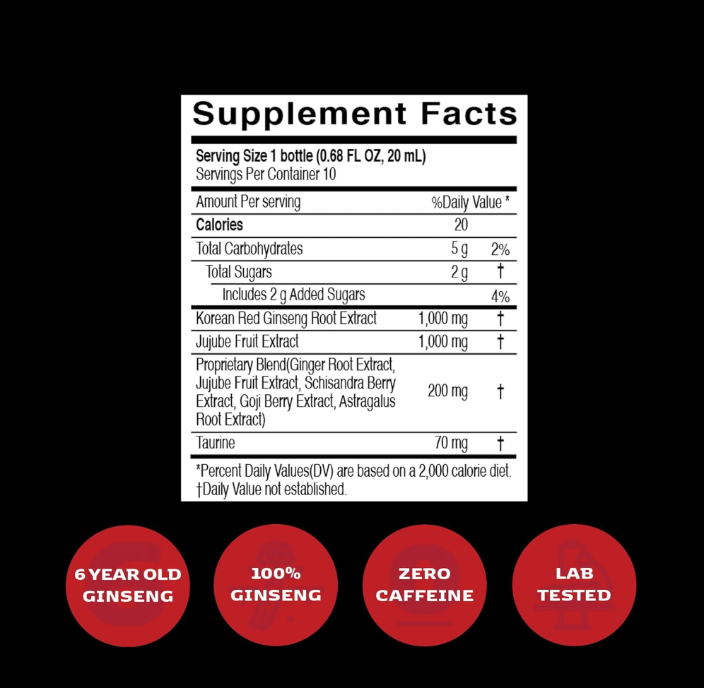 정관장 바이탈토닉 10병 Jungkwanjang Vital Tonic Korean Red Ginseng, Ginger, Fruit Blend Wellness Shots