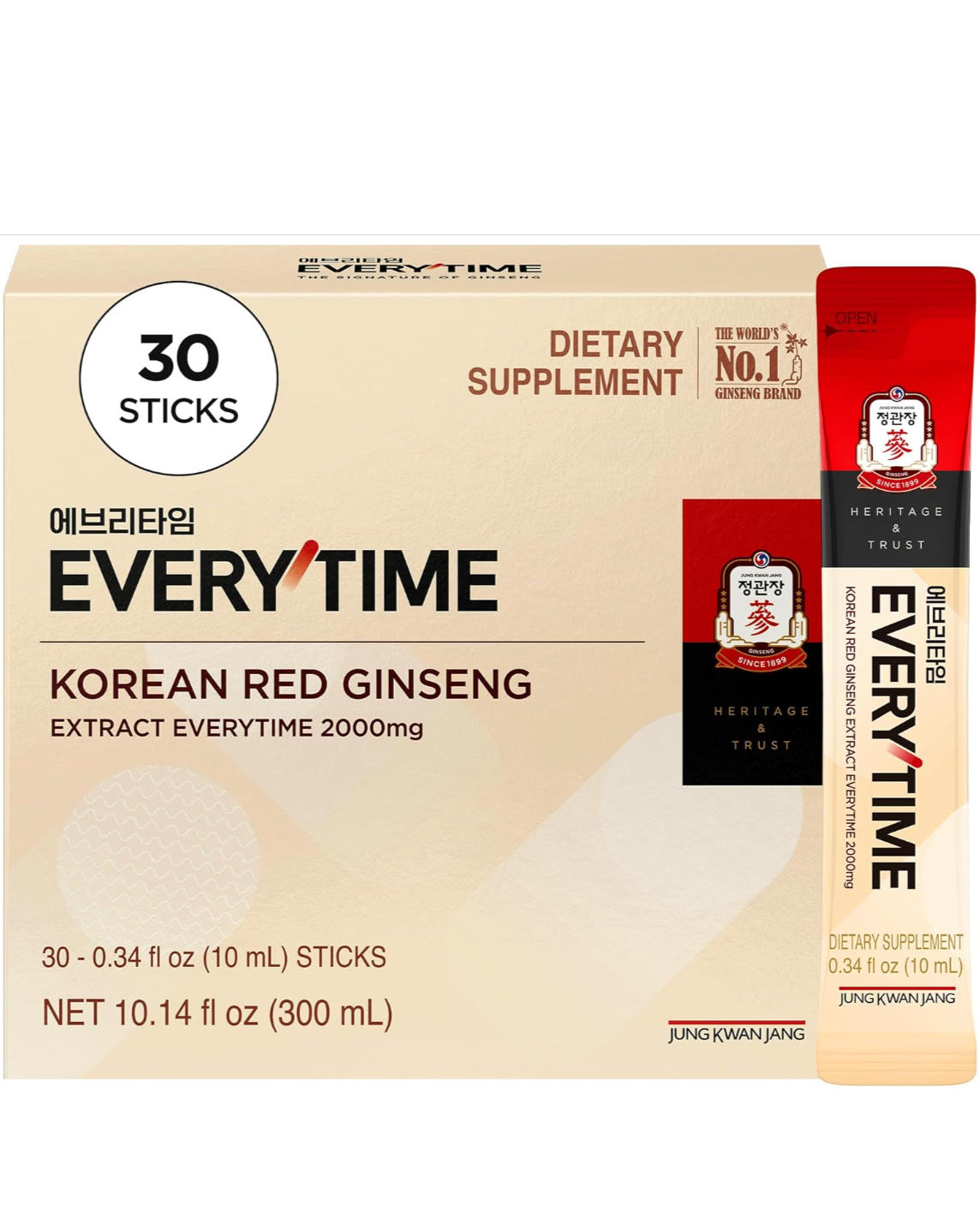 정관장 에브리타임 홍삼진액 2000Mg 30포 Everytime Korean Red Ginseng Extract Stick 2,000Mg Signature