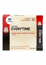 Everytime Korean Red Ginseng Extract Stick 3,000Mg Original - Adaptogen Energy Drink Liquid Stick Supplements - Energy Boost & Immune Support, Caffeine Free (30 Sticks)