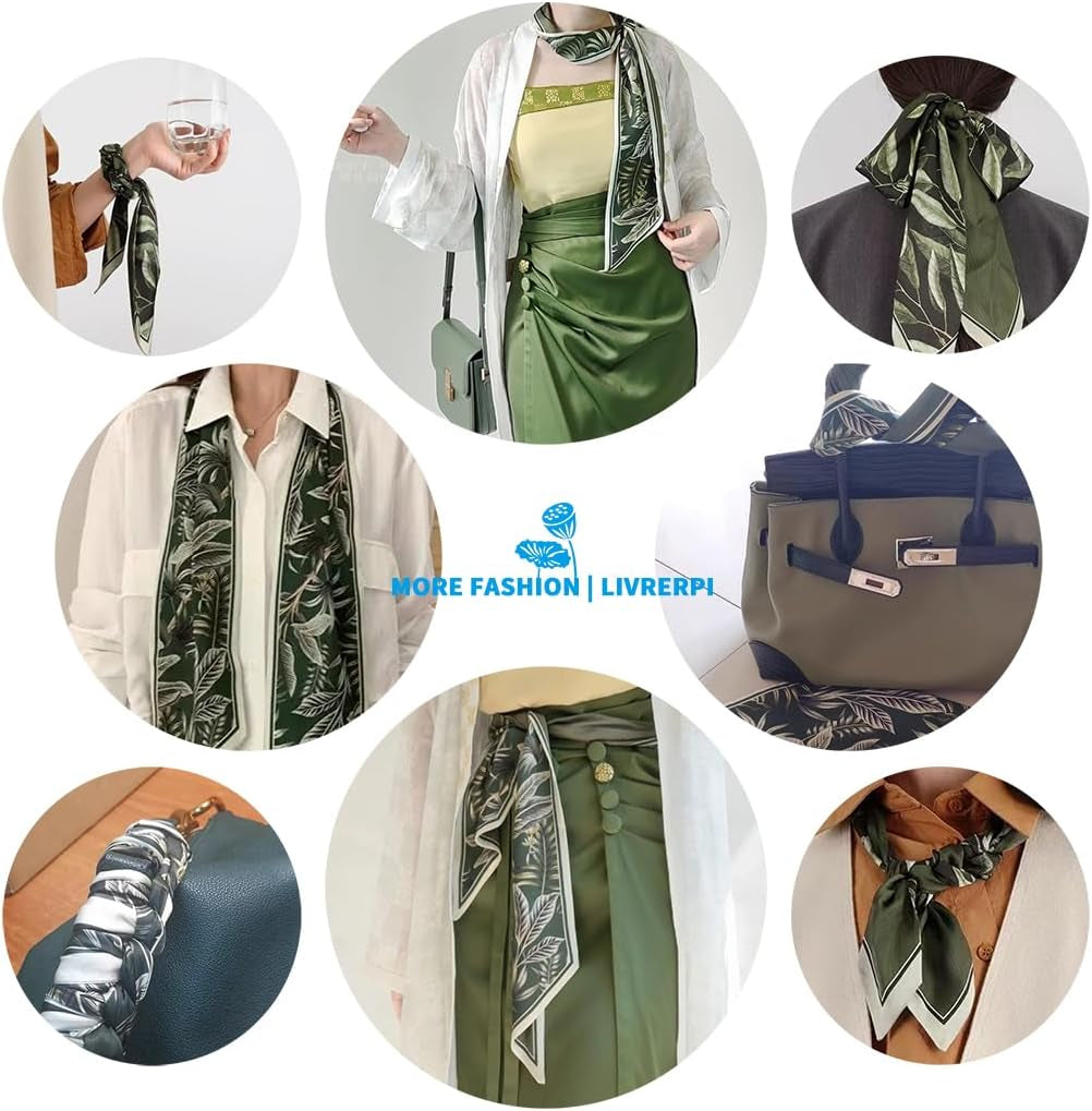 Livrerpi Silk Feeling Head Scarf Fashion Satin Hair Scarf Square Long Scarves for Women Gifts