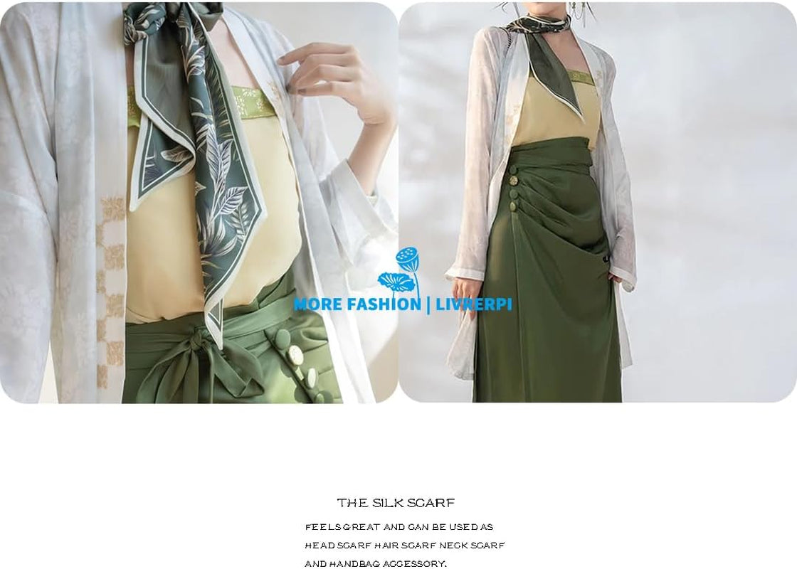 Livrerpi Silk Feeling Head Scarf Fashion Satin Hair Scarf Square Long Scarves for Women Gifts