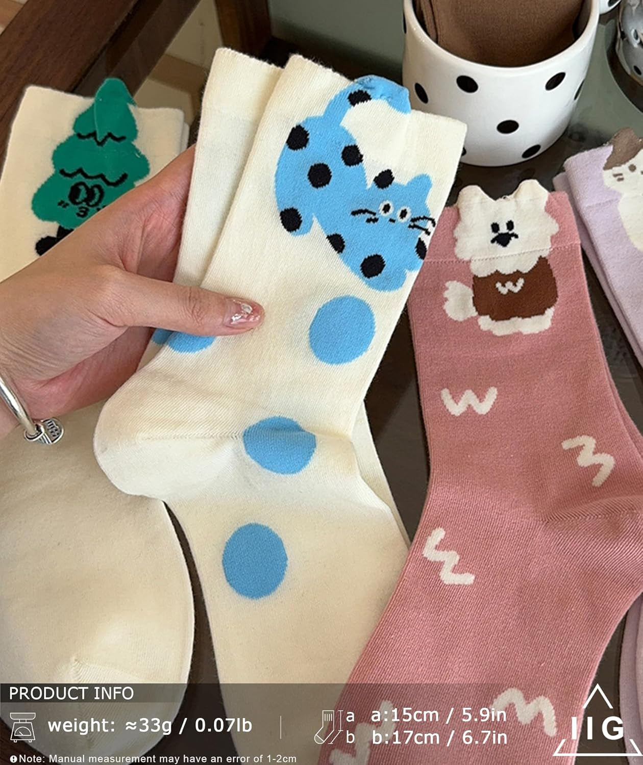 IIG 3-6 Pairs Womens Cute Animal Patterned Funny Novelty Cotton Crew Socks