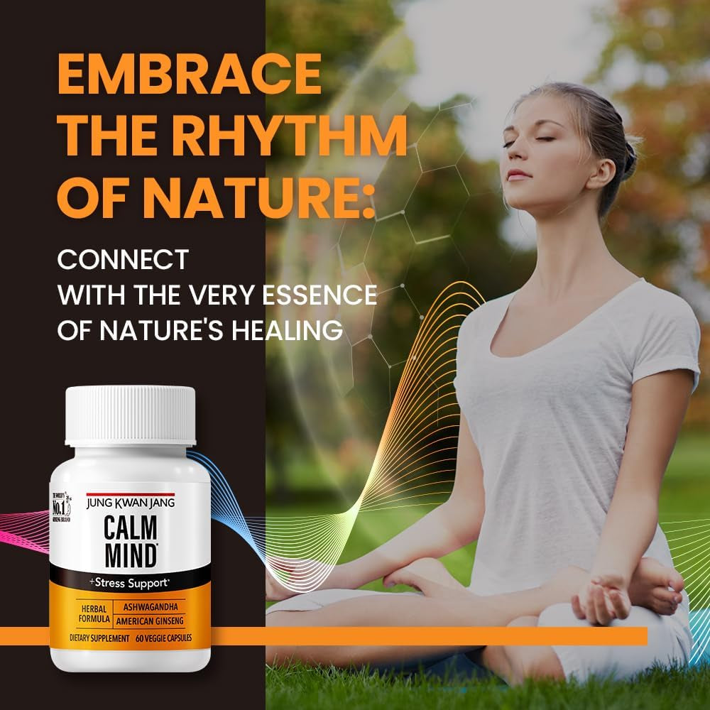 Calm Formula with Ashwagandha 300Mg, American Ginseng 428Mg and L Theanine 204Mg Supplement - 60 Capsule for Men and Women