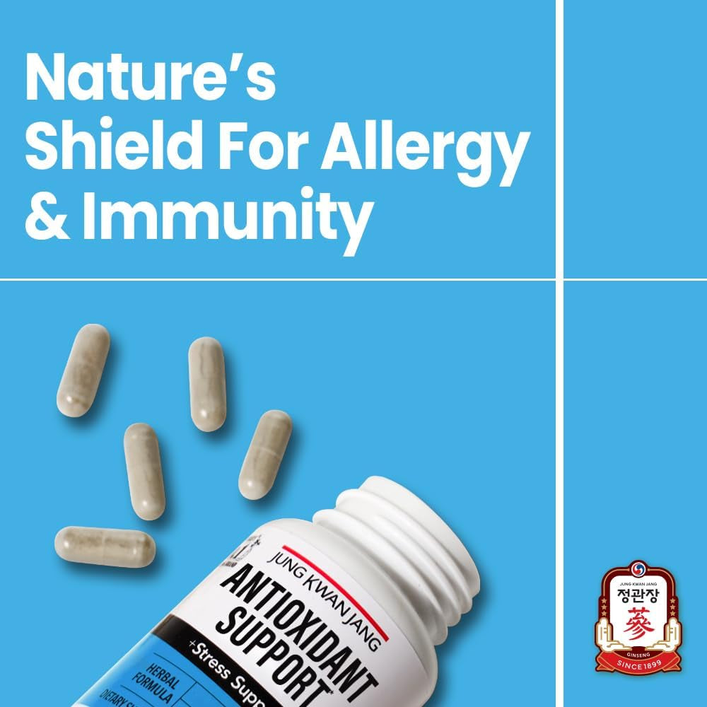 Jungkwanjang Antioxidant Support Blend - Boost Immunity and Energy with Propolis (229Mg) and American Ginseng (143Mg), 30 Capsules for Men and Women