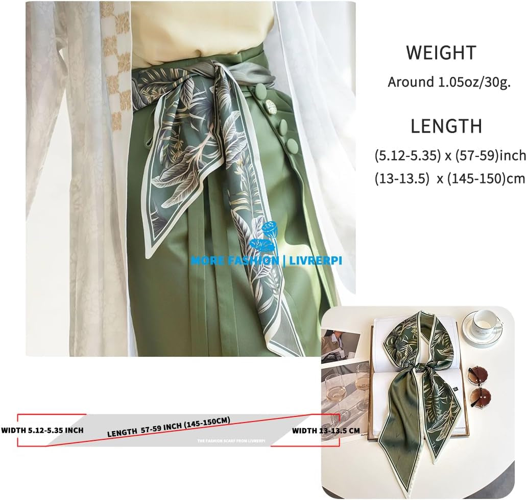 Livrerpi Silk Feeling Head Scarf Fashion Satin Hair Scarf Square Long Scarves for Women Gifts