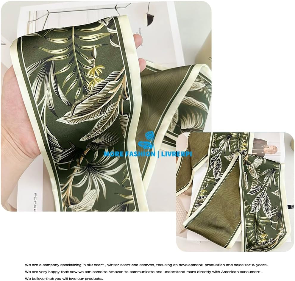 Livrerpi Silk Feeling Head Scarf Fashion Satin Hair Scarf Square Long Scarves for Women Gifts