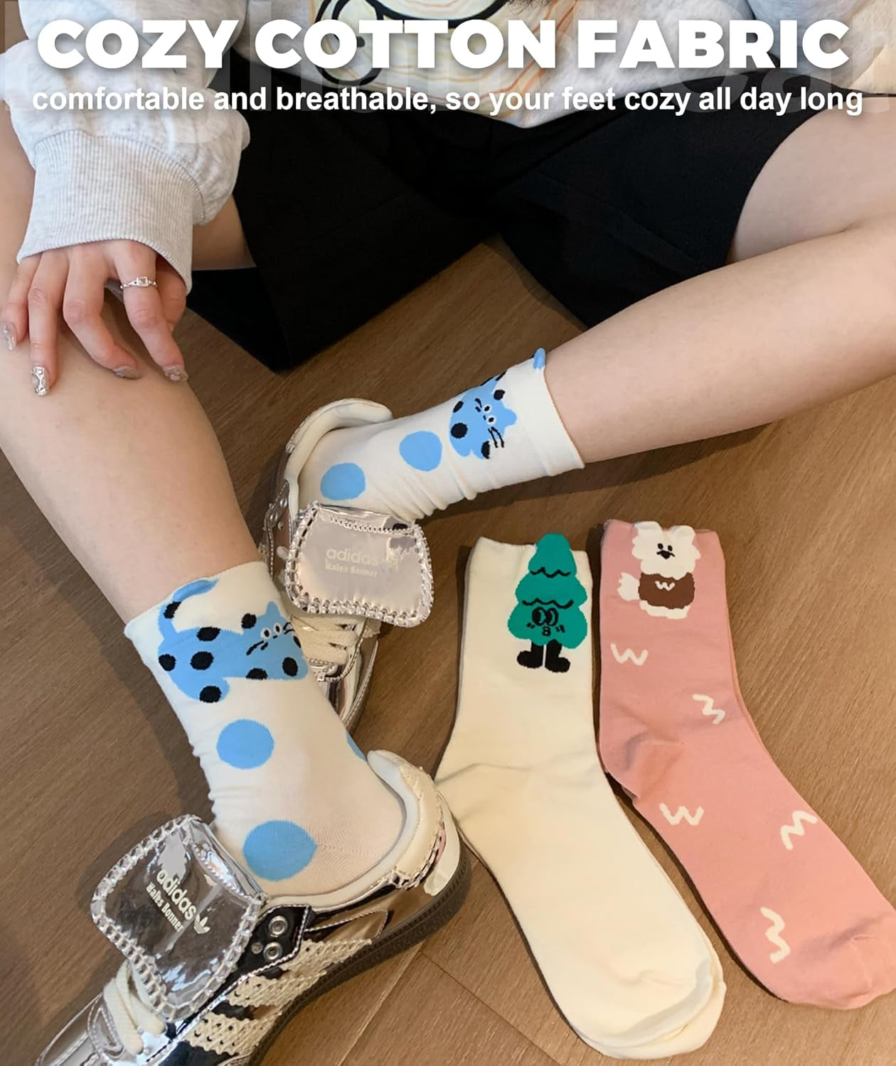 IIG 3-6 Pairs Womens Cute Animal Patterned Funny Novelty Cotton Crew Socks