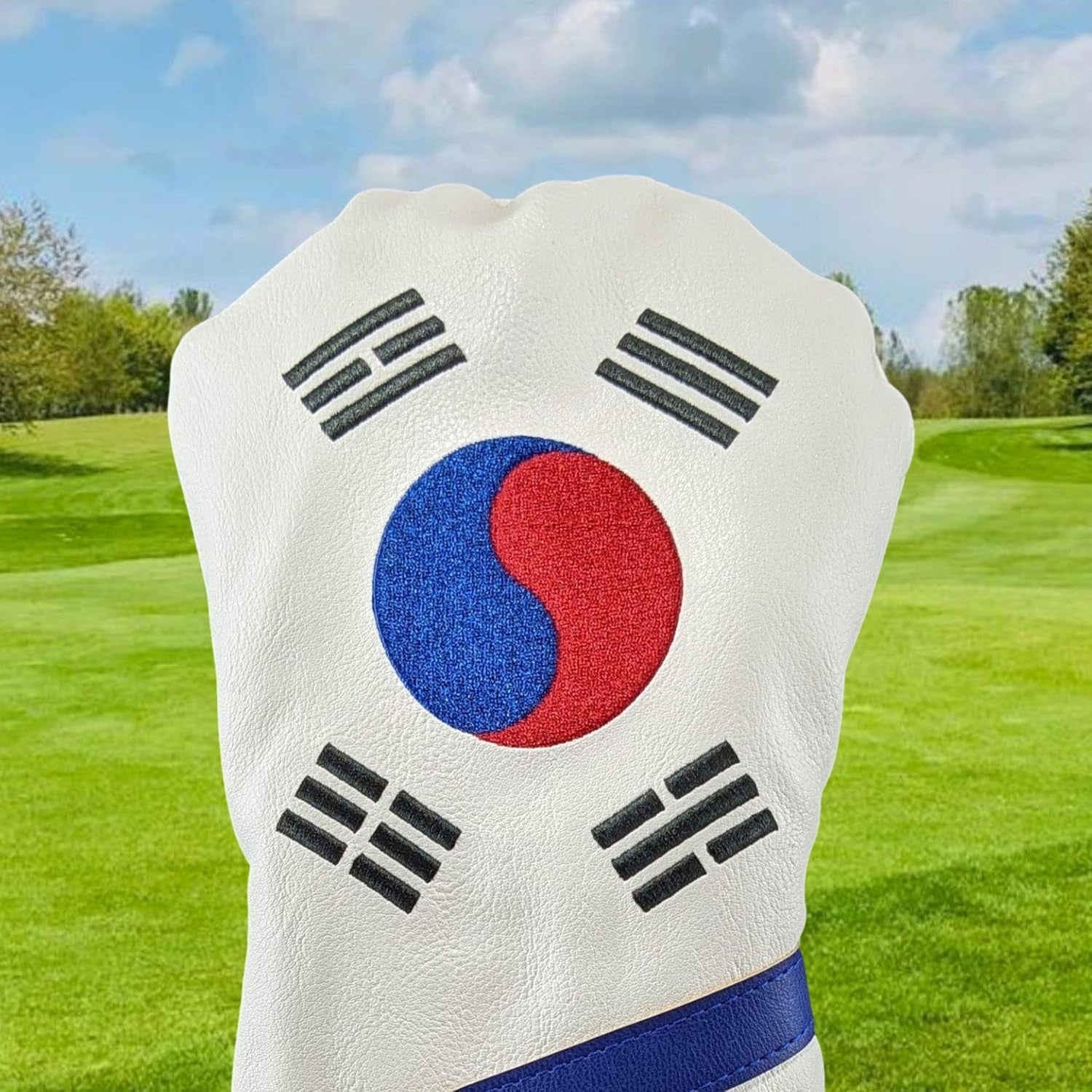 Foretra Driver Headcover Golf Club Covers Blade Mallet Putter Cover Alignment Stick Holder Hybrid Fairway Wood Head Cover Korea Flag Novelty Golf Accessories for Most Brands
