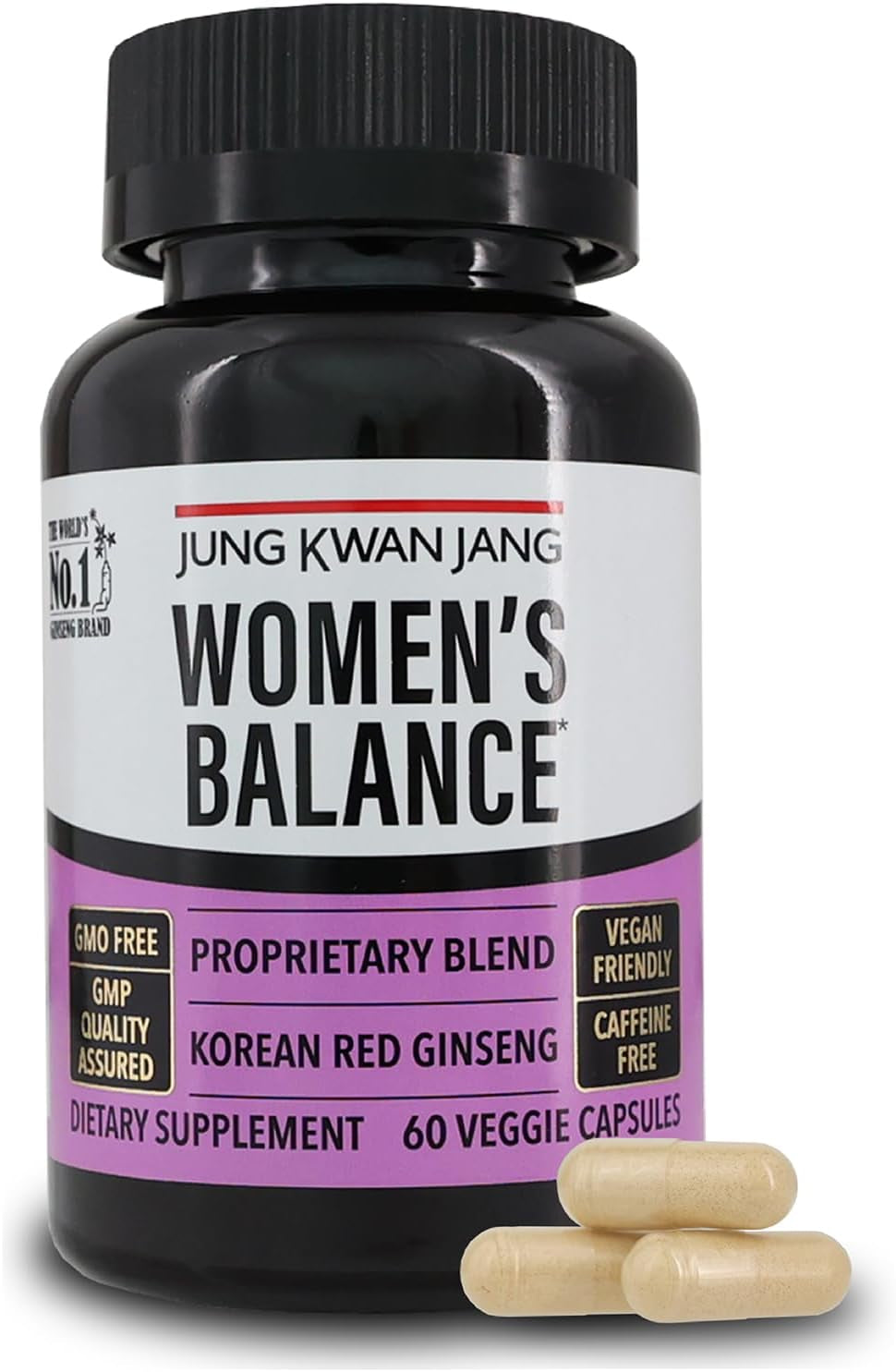 Jungkwanjang Women'S Balance with Korean Red Ginseng for Energy Level, Digestive System, and Cognitive Health Supplement, 60 Capsules