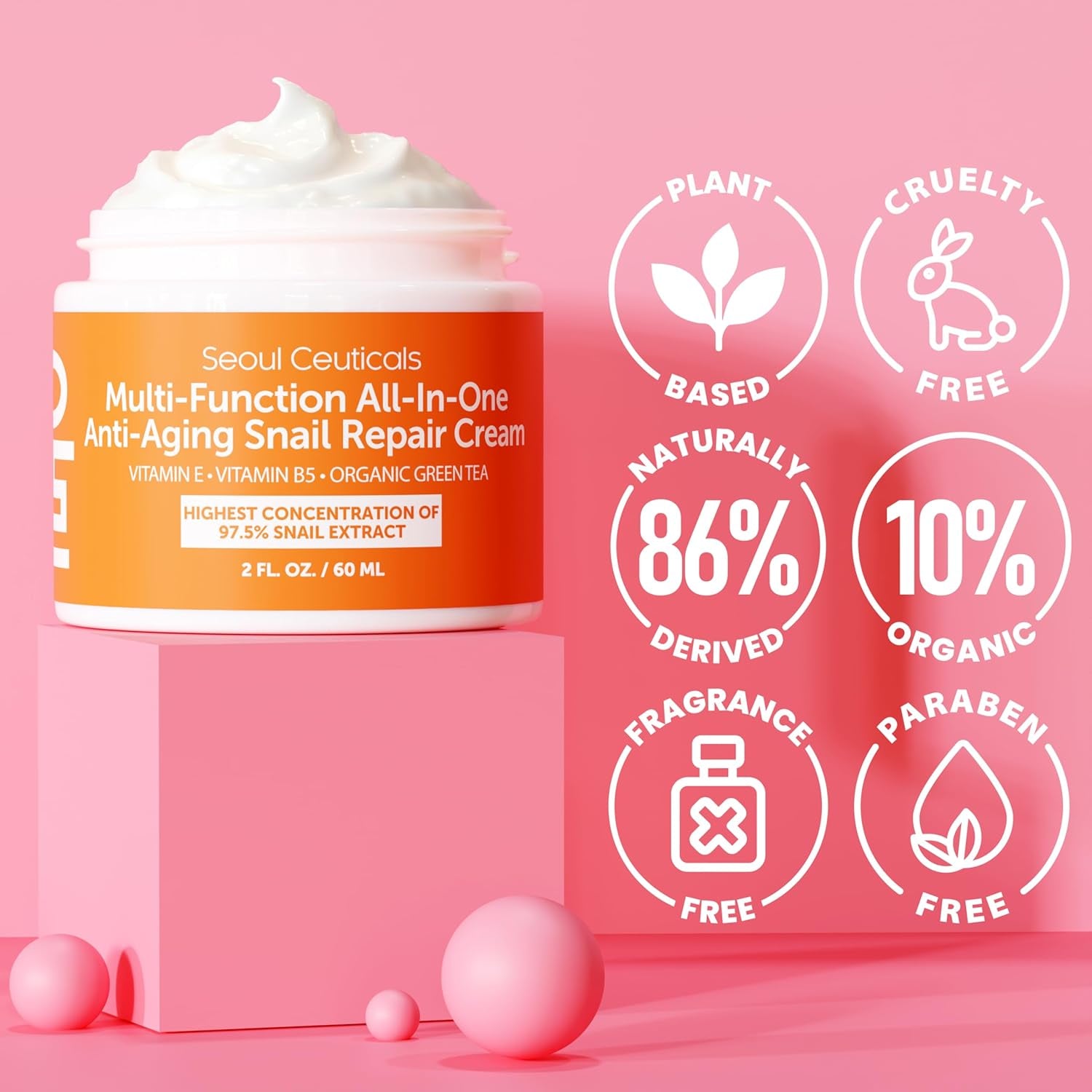 서울 달팽이크림 Seoulceuticals Korean Skin Care 97.5% Snail Mucin Moisturizer Cream