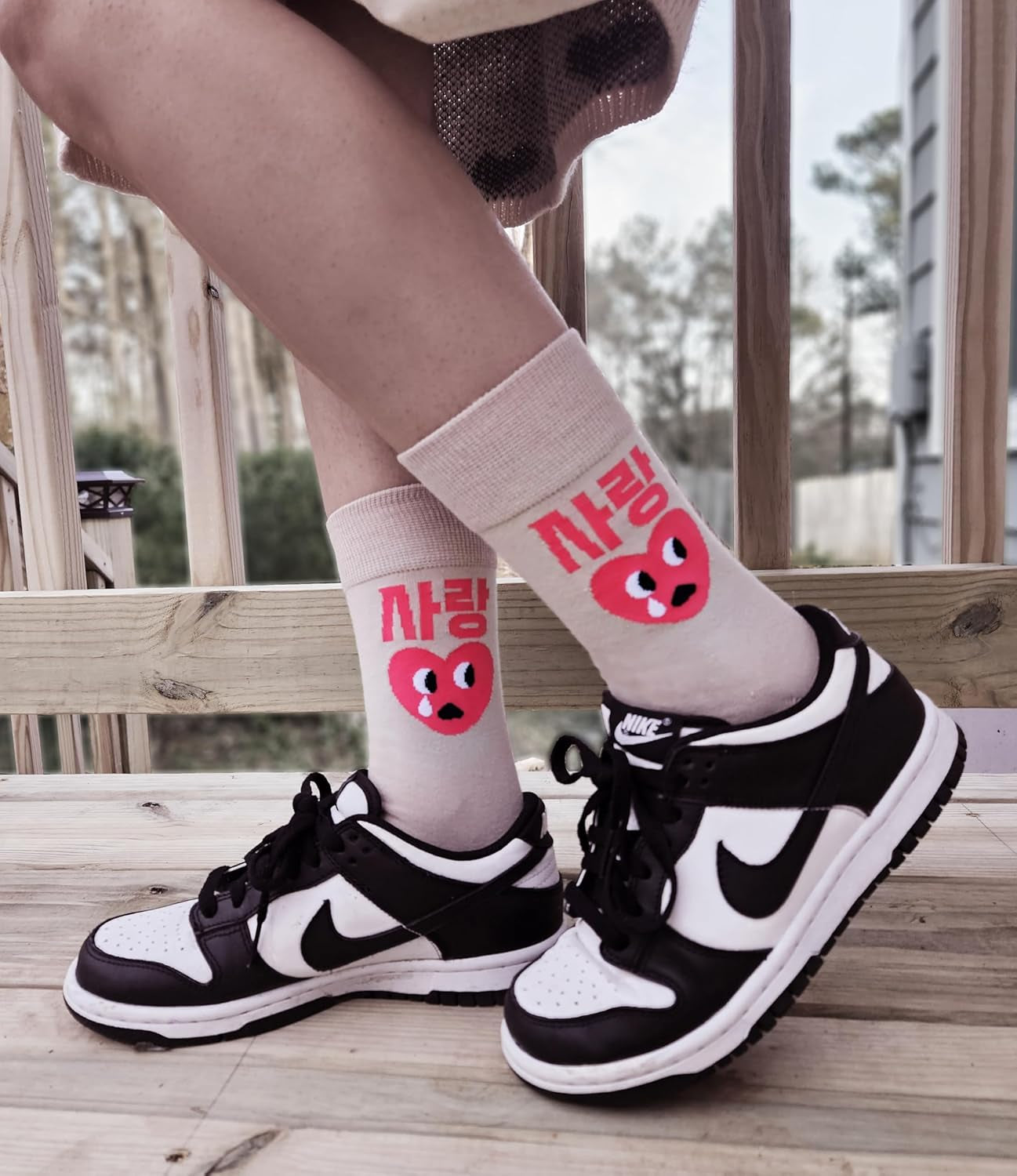 Meloday Funny K-Pop Korean Lingo Socks No Compression Soft Cotton 3 Pairs per Pack - Salty Face