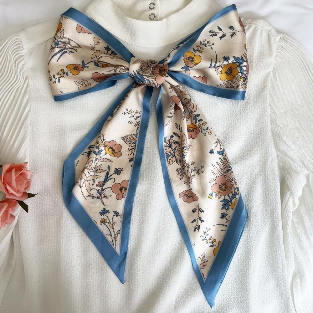 Silk Head Scarf for Hair Fashion Headwrap for Women Lightweight Neck Tie