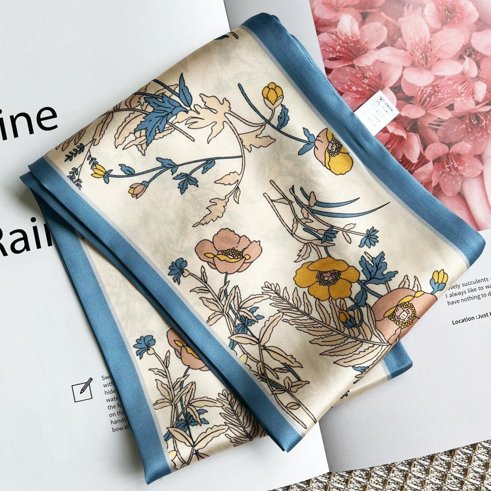 Silk Head Scarf for Hair Fashion Headwrap for Women Lightweight Neck Tie