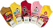 Jcube Korean Cute Socks for Women 5 Pairs - Funny Noodle and Cotton Art Painting Ramen Designs