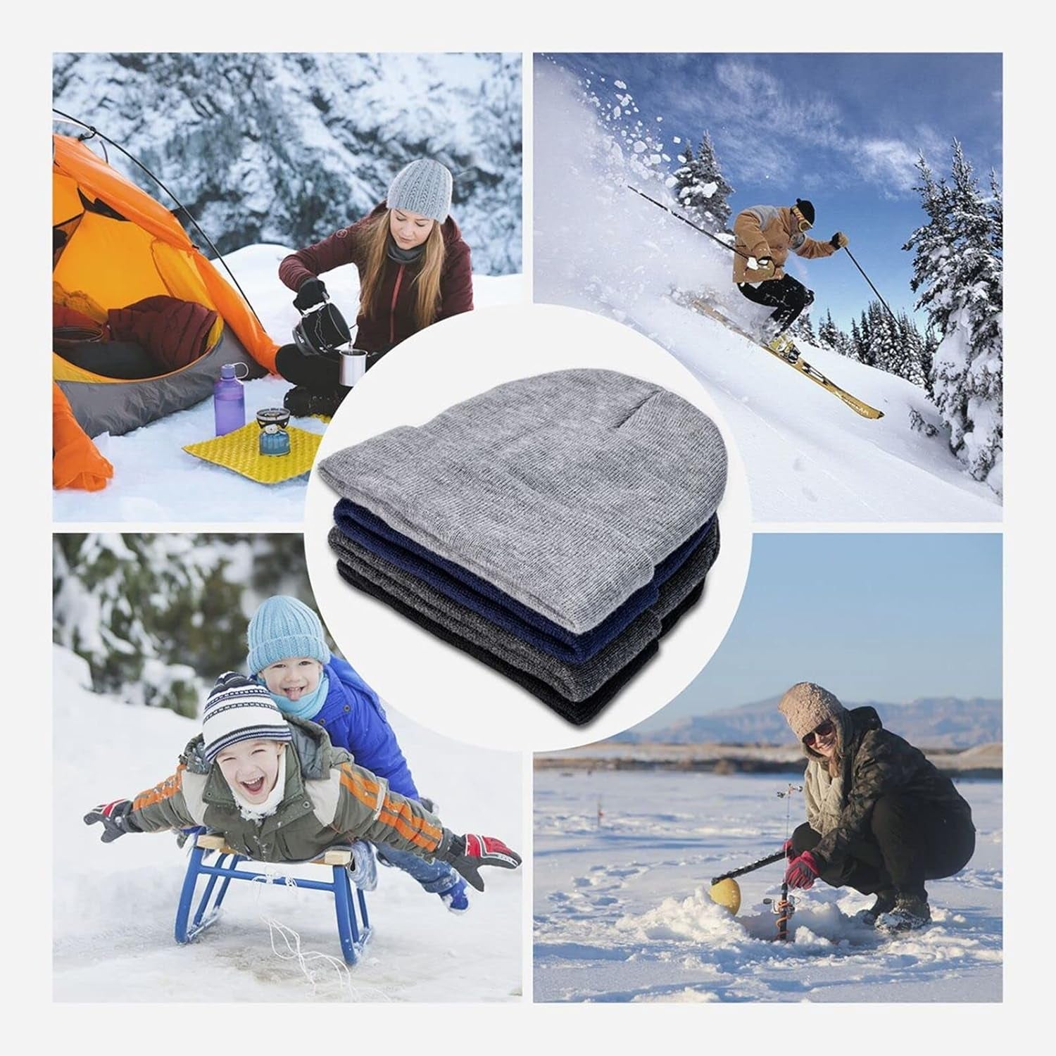 Flag Beanie Hat for Women Men Winter Warm Patriotic Knitted Hat Soft Stretchy Ski Beanie Cap Unisex Skull Caps