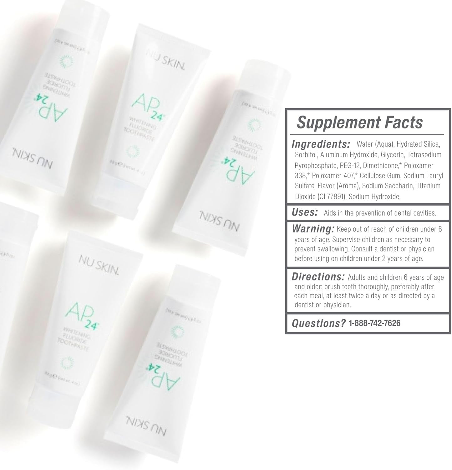 Nu Skin AP 24 Whitening Fluoride - Free Toothpaste | AP 24 Blend | Vanilla Mint Flavor | Brightens Teeth | Removes Surface Stains | Prevents Dental Cavities & Plaque | Enamel-Safe | 4 Oz | 1 Pack