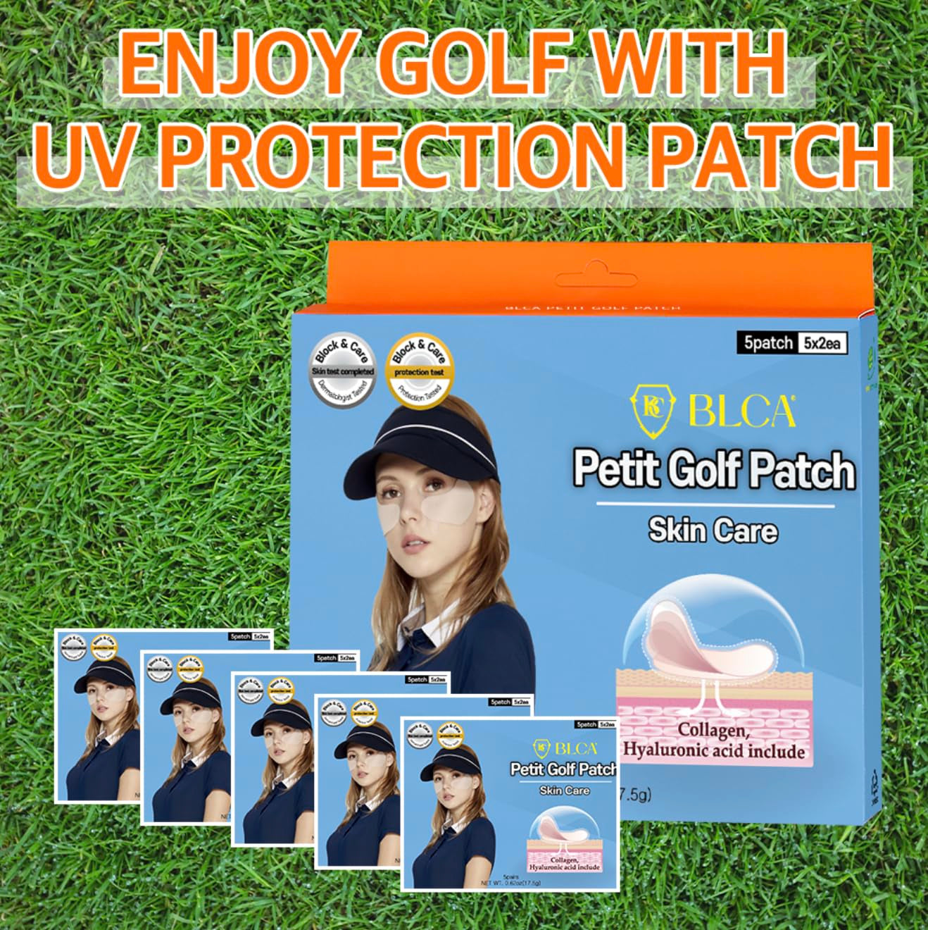 불락 엔 케어 썬블락 얼굴패치 BLOCK&CARE Golf Patches for Sun Protection1 PACK  Petit Golf Patch