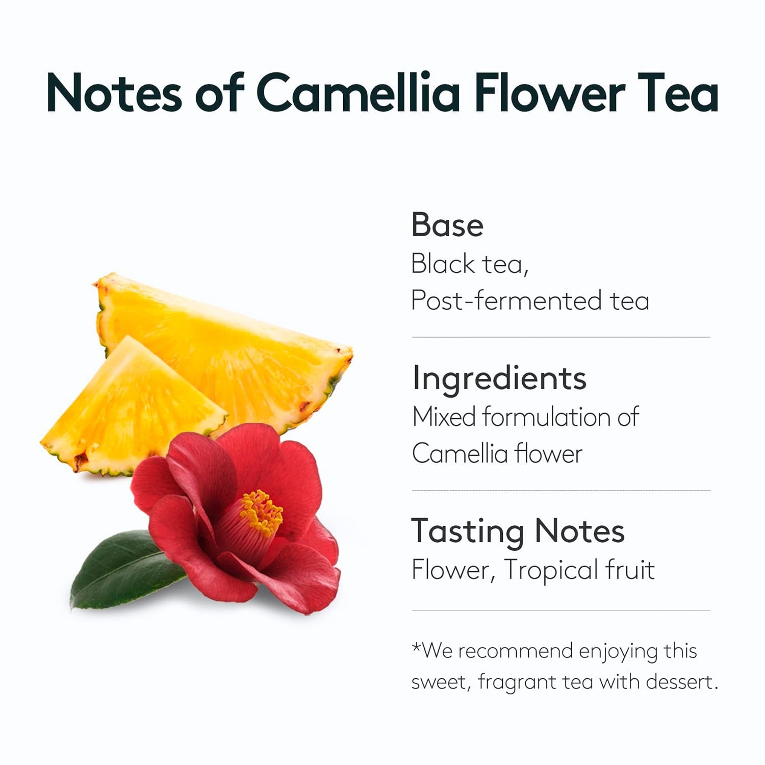 OSULLOC Camellia Flower Tea (Tropical Fruity Flavors), Fruit Tea Blend, Premium Teabags from Jeju Island, 20 Count