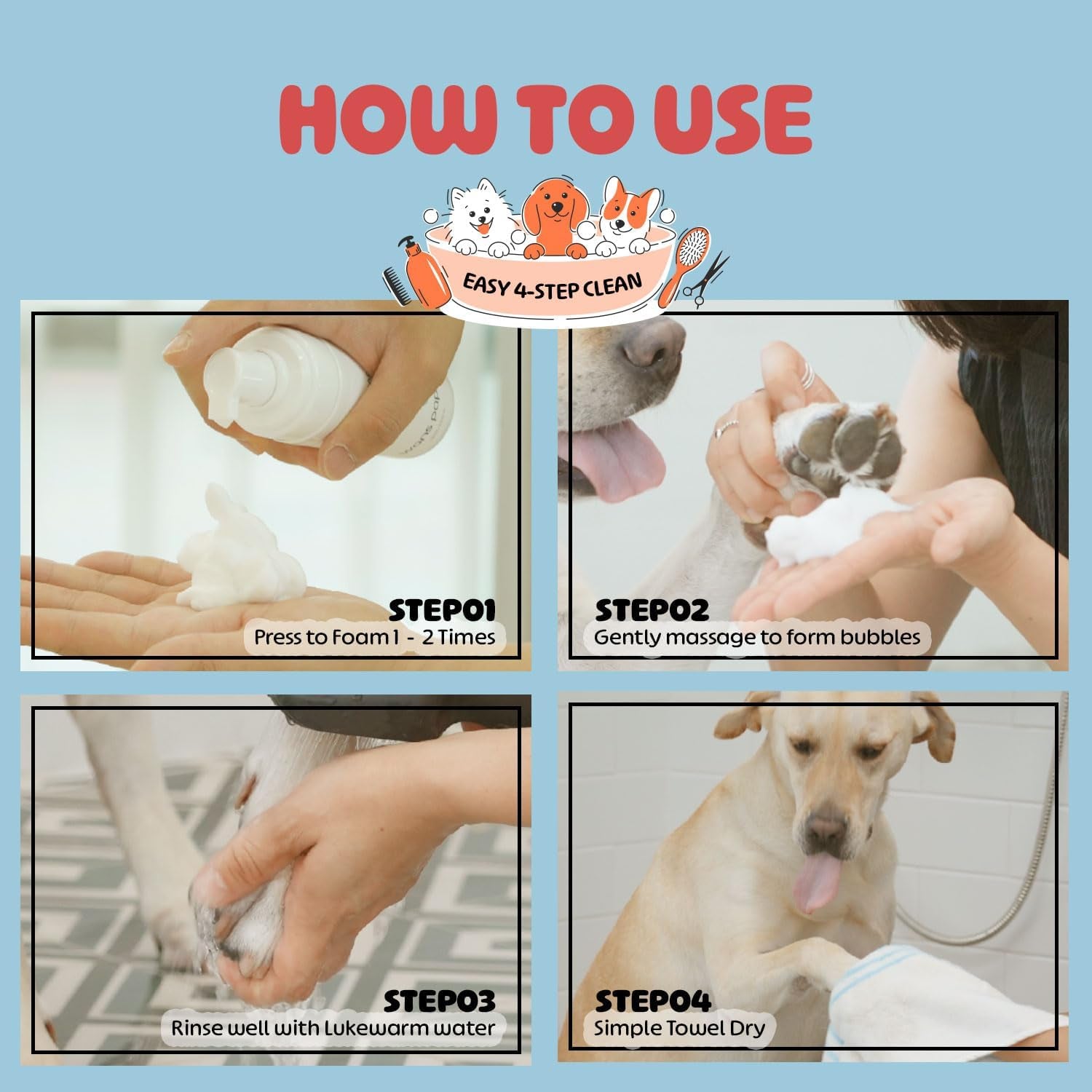 Wanspapa Dog Paw Cleaner | Gentle Pure Soap-Based Rinse-Off Paw Washer for Sensitive Paws | Natural Plant-Based & Residue-Free Formula | Safe for All Dogs, Puppies | Made in Korea | 5.072 Oz / 150Ml