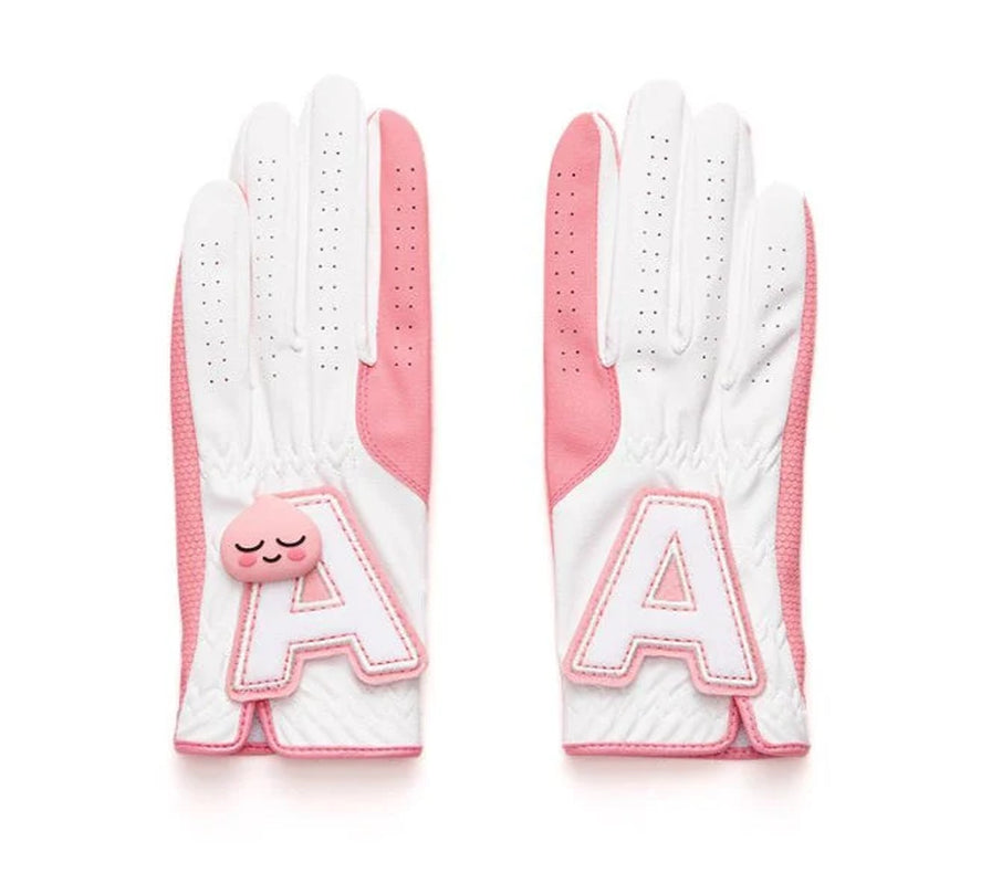 KAKAO FRIENDS GOLF Women'S Two-Handed Synthetic Leather Gloves with Ball Marker - Apeach