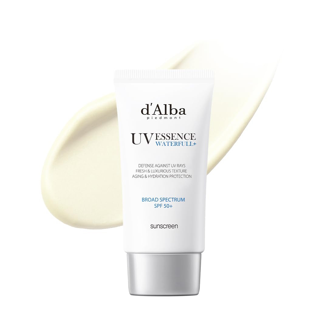 D'Alba Piedmont Italian White Truffle Waterfull Essence Sunscreen, Vegan Skincare, Lightweight Sunscreen with BROAD SPECTRUM SPF 50+, Glowy, Safe for All Skin Types, Korean Skin Care (1.69 Fl. Oz)
