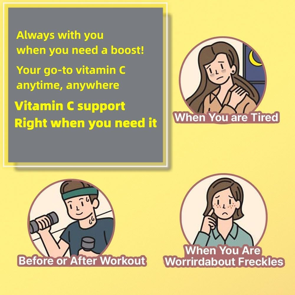 LEMONA Official Vitamin C Powder 500Mg Korean Supplements Immune Support B6, B2, On-The-Go Packets Vitamin Healthy Living, Easy to Take Daily Energy Boost Korean Food Snacks Lemon (120Sticks)