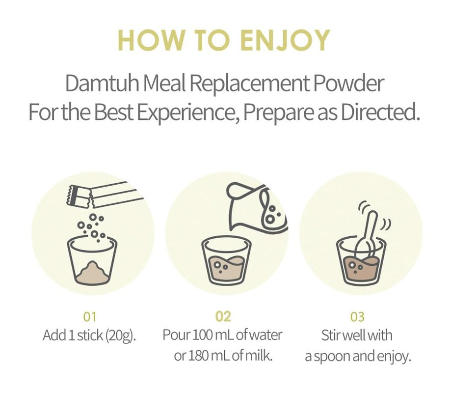 Damtuh Korean 15 Multi Mixed Roast Grain Powder Meal Replacement Shake – Healthy Breakfast Drink, Nutritious Grain Misugaru, 20G X 12 Sticks