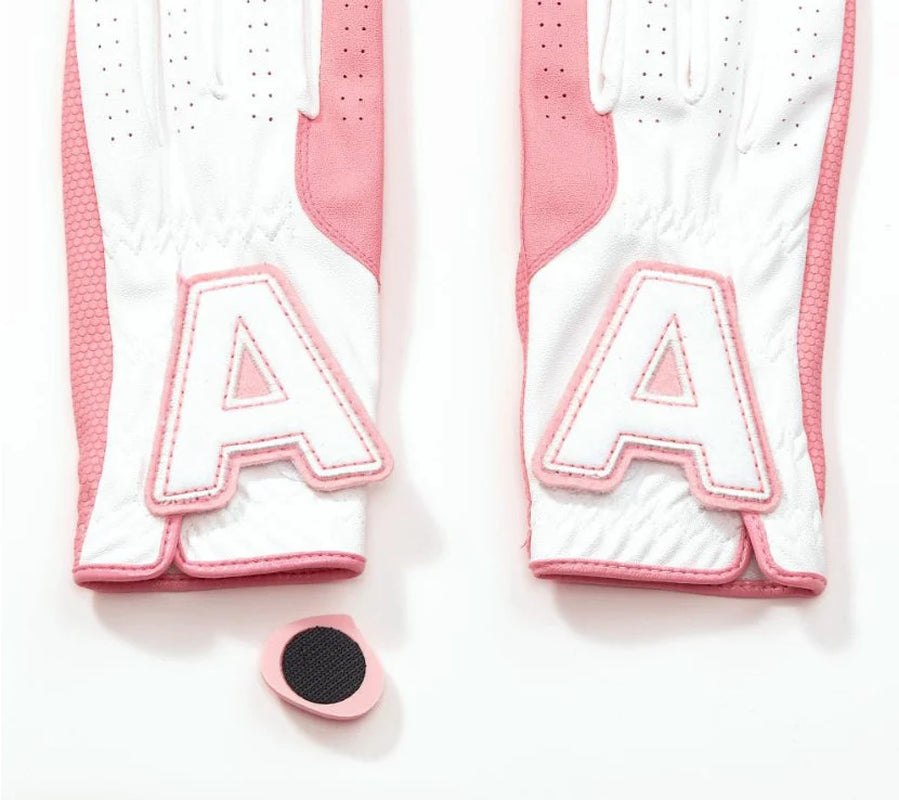 KAKAO FRIENDS GOLF Women'S Two-Handed Synthetic Leather Gloves with Ball Marker - Apeach