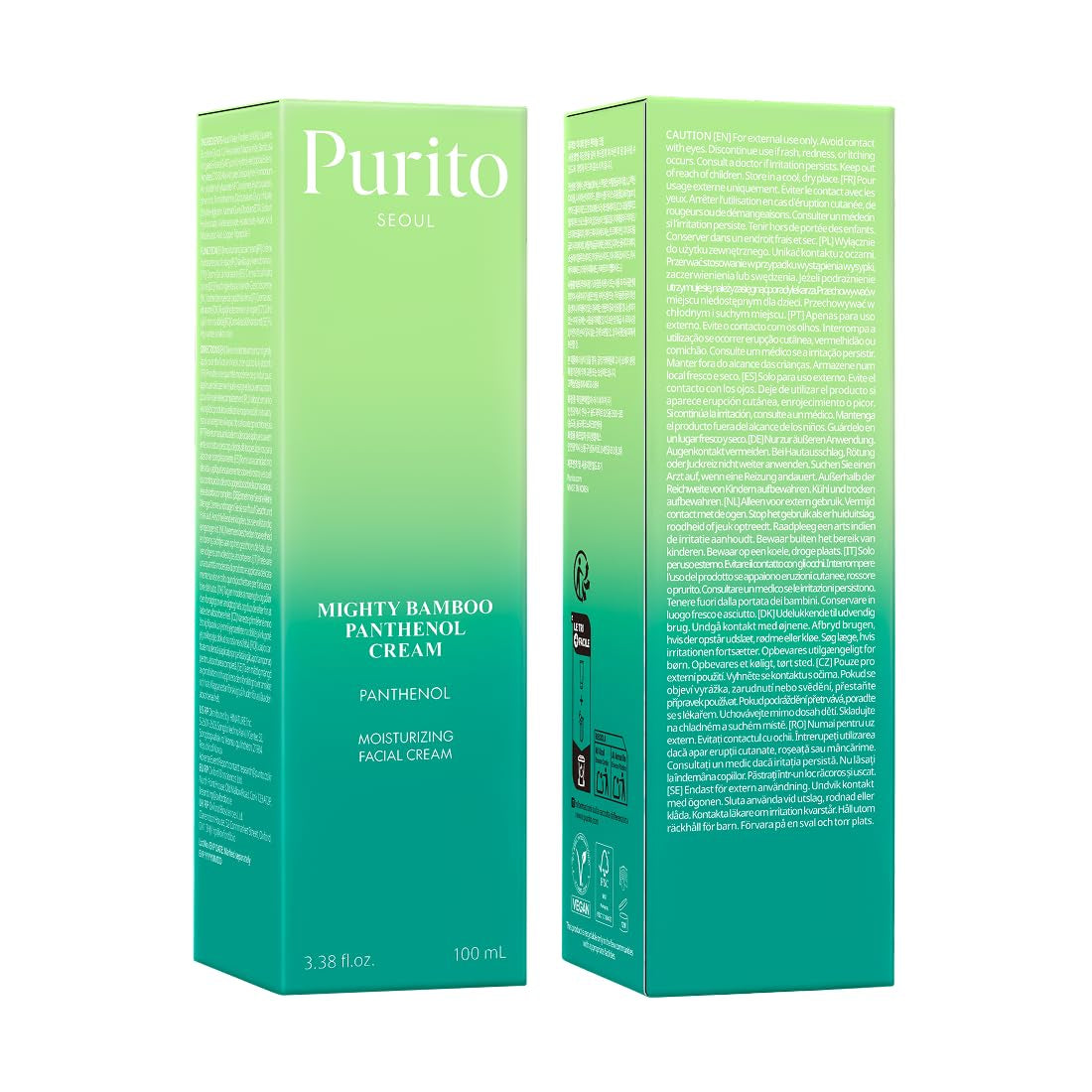 퓨리토 마이티 밤부 판테놀 크림 PURITO Mighty Bamboo Panthenol Cream  3.38 Fl Oz / 100Ml