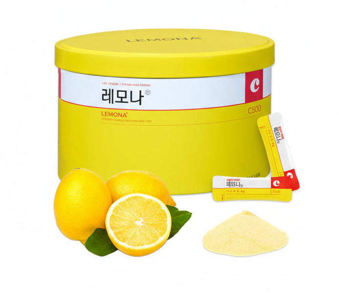 LEMONA Official Vitamin C Powder 500Mg Korean Supplements Immune Support B6, B2, On-The-Go Packets Vitamin Healthy Living, Easy to Take Daily Energy Boost Korean Food Snacks Lemon (120Sticks)