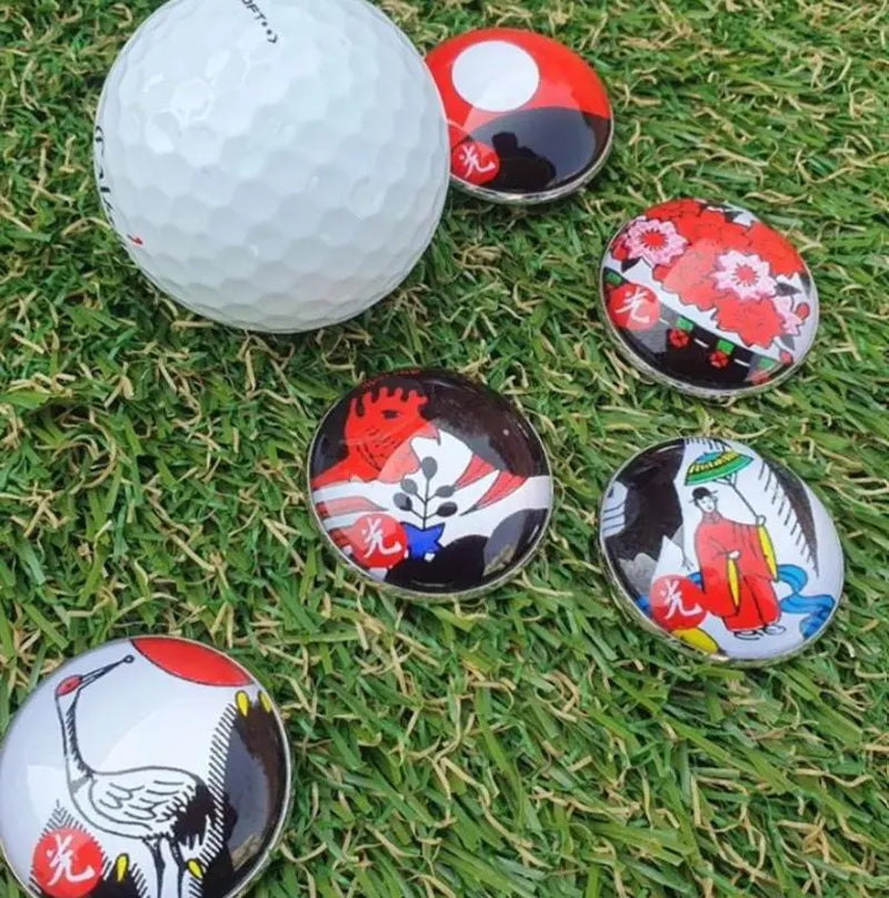 Lucky Oh-Gwang Hwatu Magnetic Golf Ball Markers & Hat Clip Set (5 Pcs)
