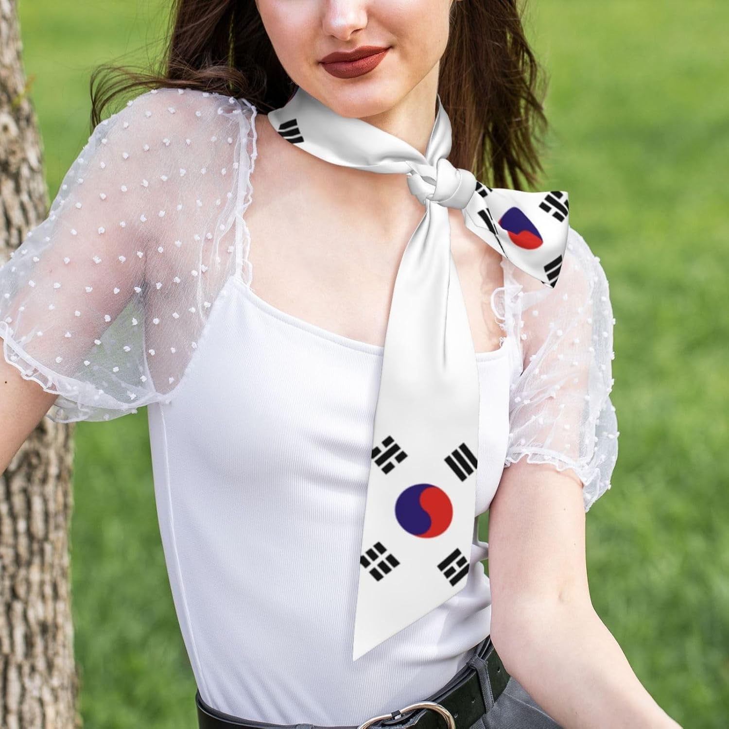Cute Flag Head Scarf Hair Neck Scarves for Women Purse Bag Scarfs for Handbags Headscarf Fashion