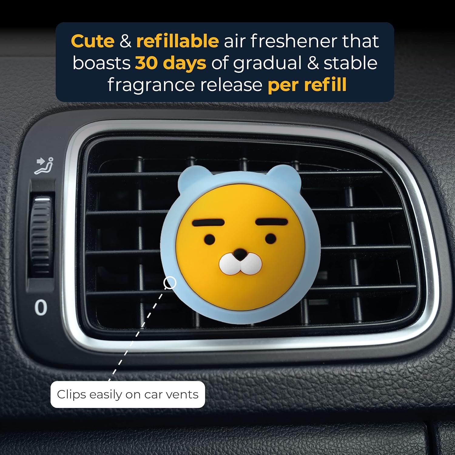 AURA Car Air Freshener Vent Clip, Ryan (Flower by Flora, 0.14Fl Oz*2, Pack of 2) - Long-Lasting Odor-Fighting Scent. Car Decoration Accessories, Diffuser, Absorber.