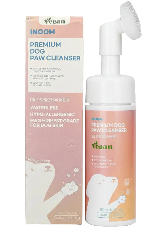 Korean Vegan Dog Paw Cleaner 150Ml – Waterless Paw Cleanser with Silicone Brush – Perfect for Puppy to Adult Dogs – Gentle & Non-Irritating Dogs Paws – Moisturizes & Cleanses – Made in Korea