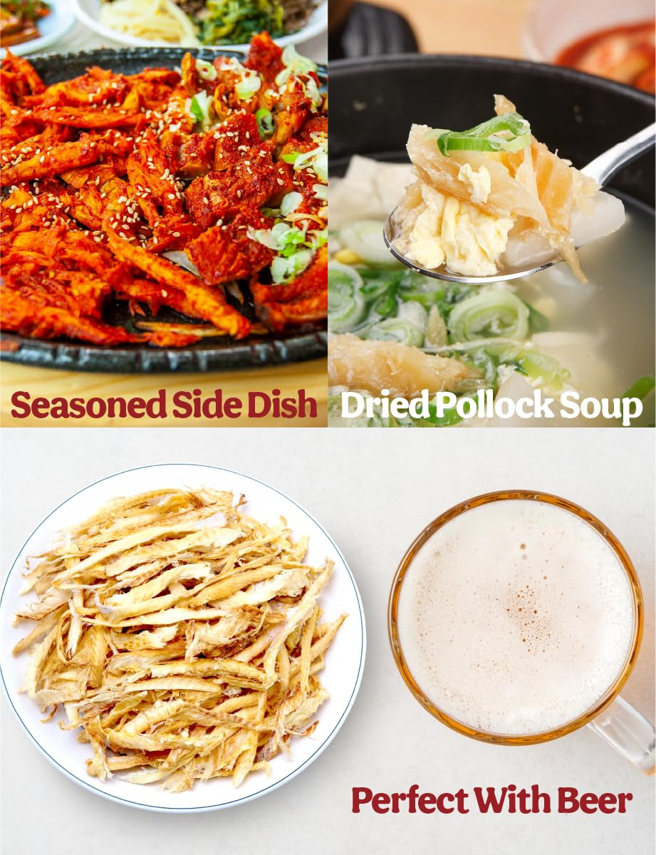 NICE WITCH'S Dried Pollack Shredded 100G / 3.5Oz - Naturally Processed Seafood in Korea 국내건조 황태채