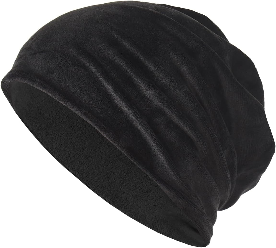 Velvet Beanie for Men Women Winter Korean Fashion Unisex Hats Slouchy Cap Warm Stretch Headwear Soft Skull