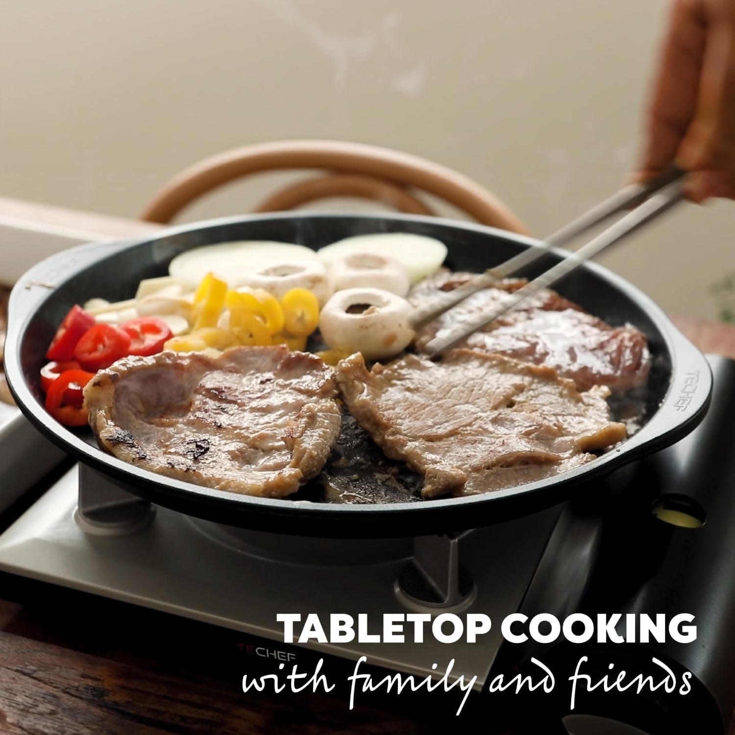 TECHEF - Stovetop Indoor Korean BBQ Nonstick Grill Pan, KBBQ Grill Pan, Pfoa-Free, Dishwasher Oven Safe, Made in Korea