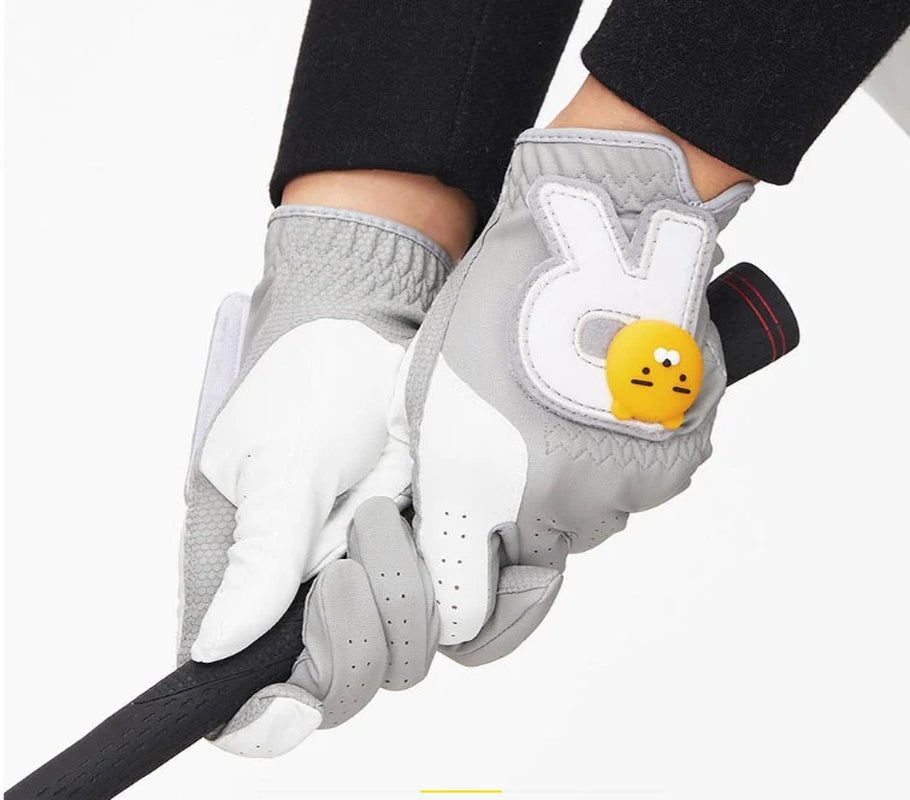 KAKAO FRIENDS GOLF Women'S Two-Handed Synthetic Leather Gloves with Ball Marker - Ryan