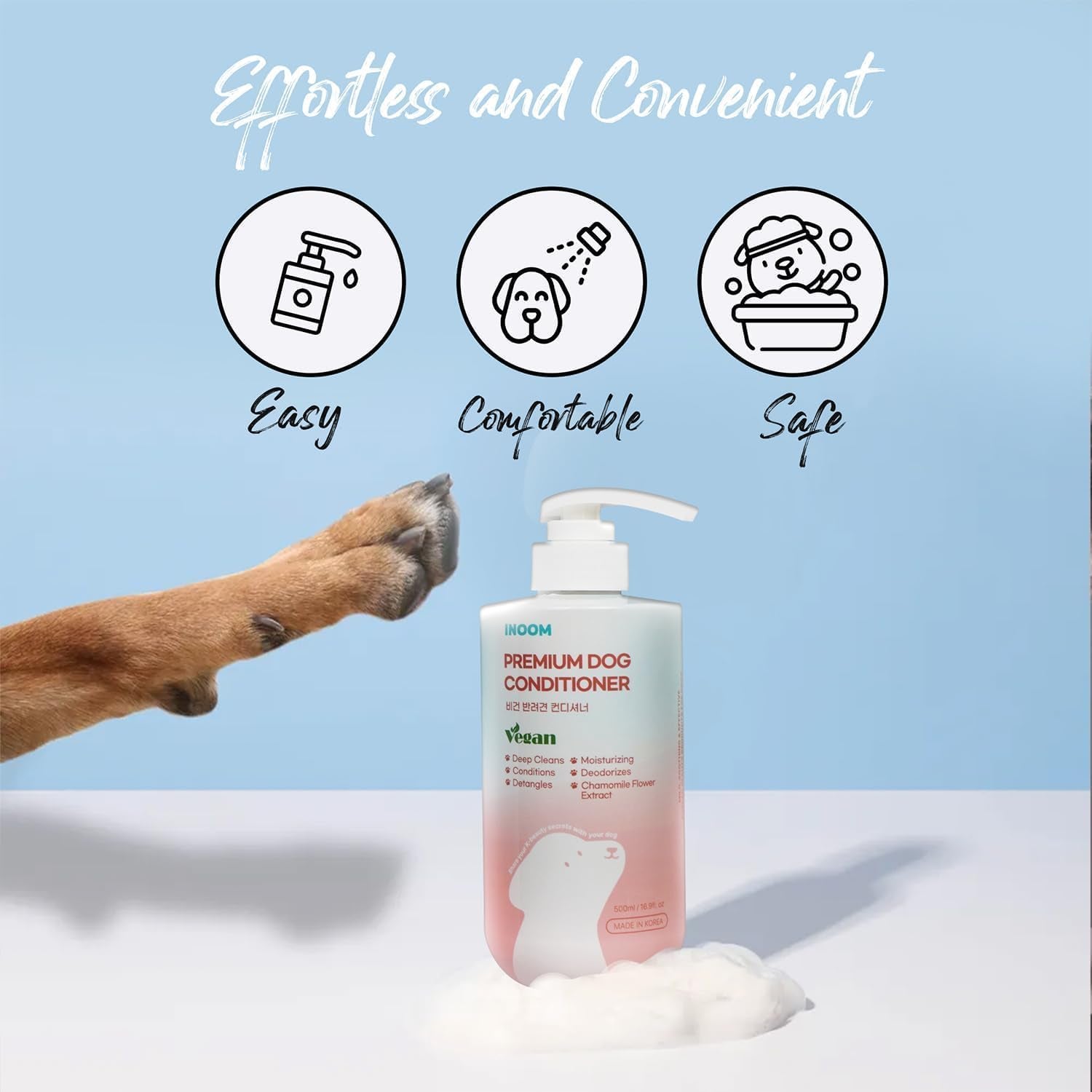 Korean Vegan Dog Conditioner 500Ml – Natural Ingredients Conditioner for Puppy to Adult Dogs Moisturizing for Sensitive Skin & Ultra Softness, Shiny, Strong & Long-Lasting Scent – Made in Korea