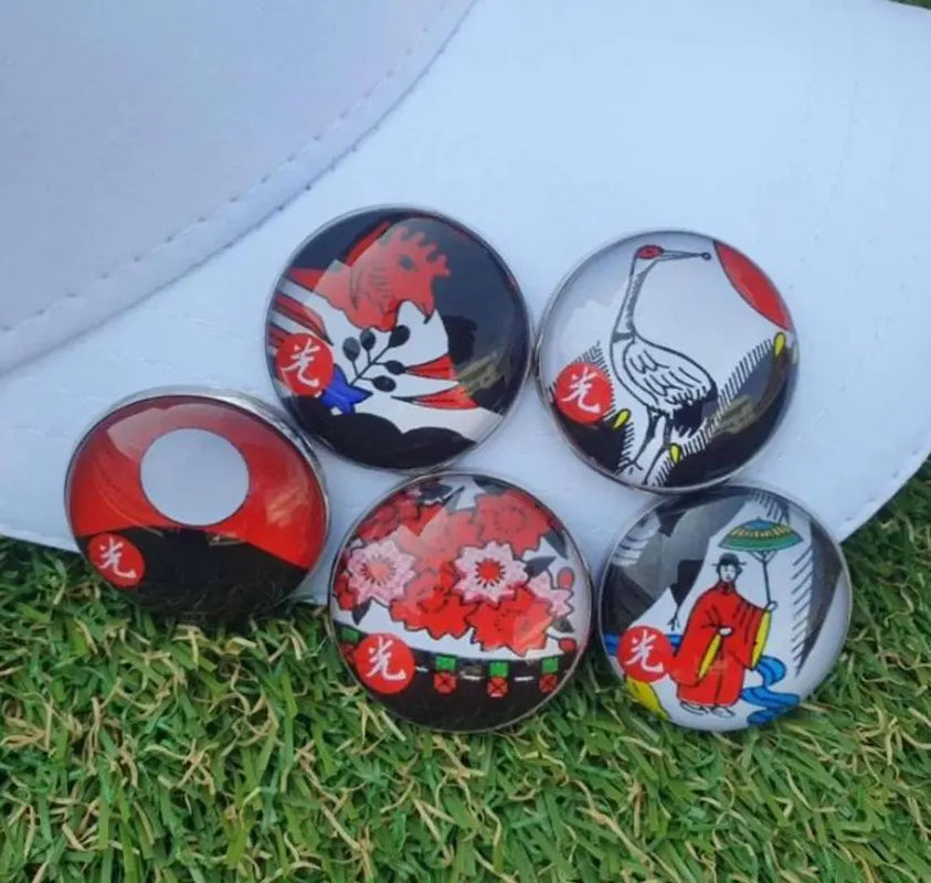 Lucky Oh-Gwang Hwatu Magnetic Golf Ball Markers & Hat Clip Set (5 Pcs)