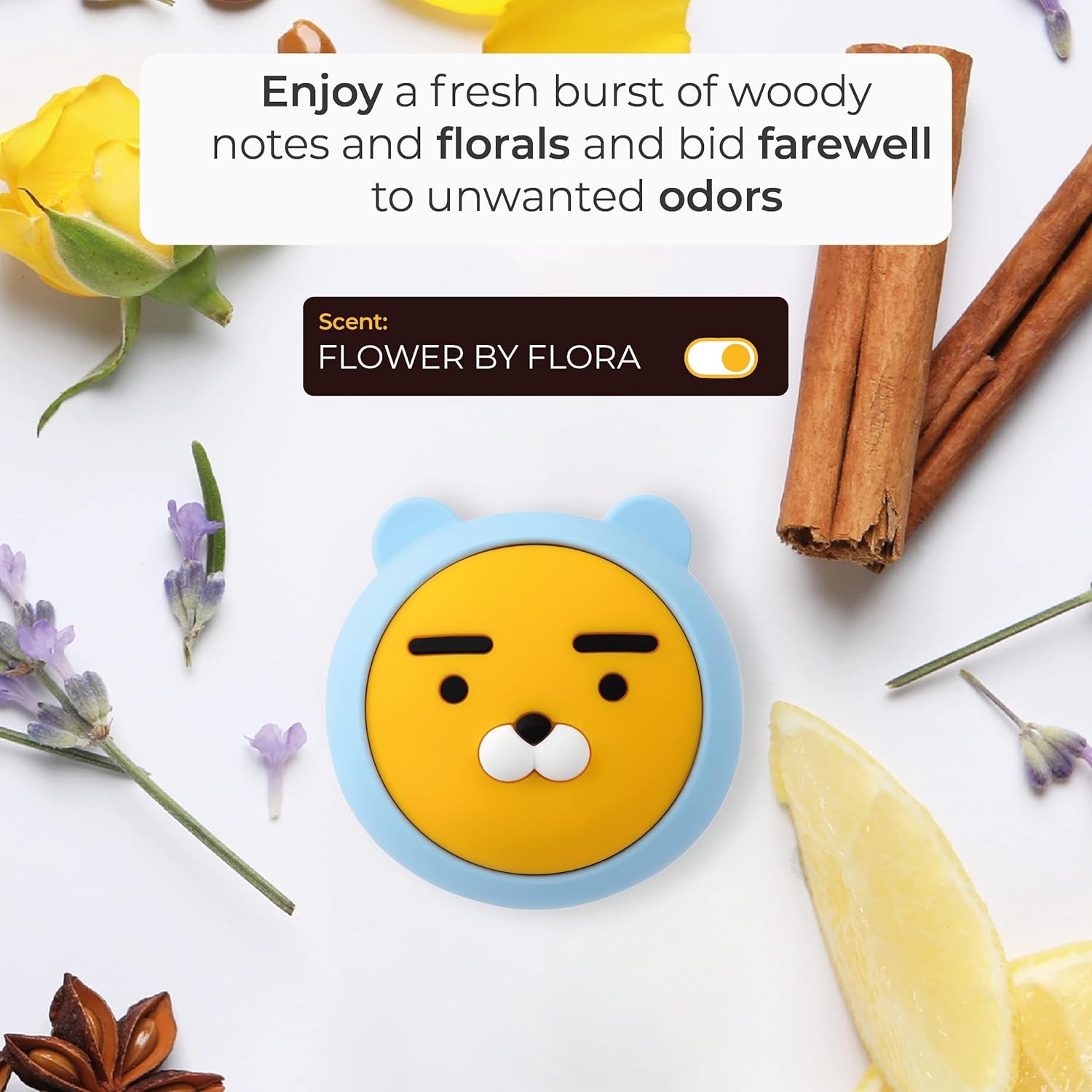 AURA Car Air Freshener Vent Clip, Ryan (Flower by Flora, 0.14Fl Oz*2, Pack of 2) - Long-Lasting Odor-Fighting Scent. Car Decoration Accessories, Diffuser, Absorber.