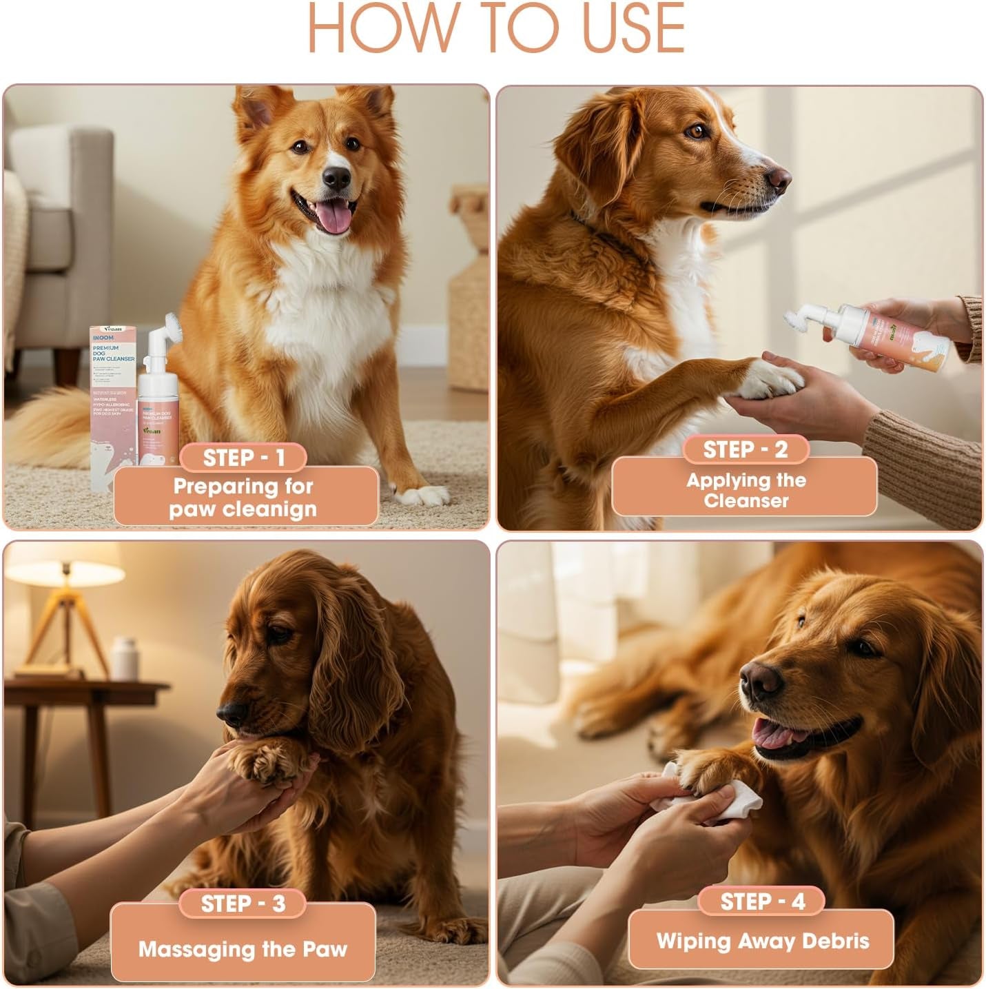 Korean Vegan Dog Paw Cleaner 150Ml – Waterless Paw Cleanser with Silicone Brush – Perfect for Puppy to Adult Dogs – Gentle & Non-Irritating Dogs Paws – Moisturizes & Cleanses – Made in Korea