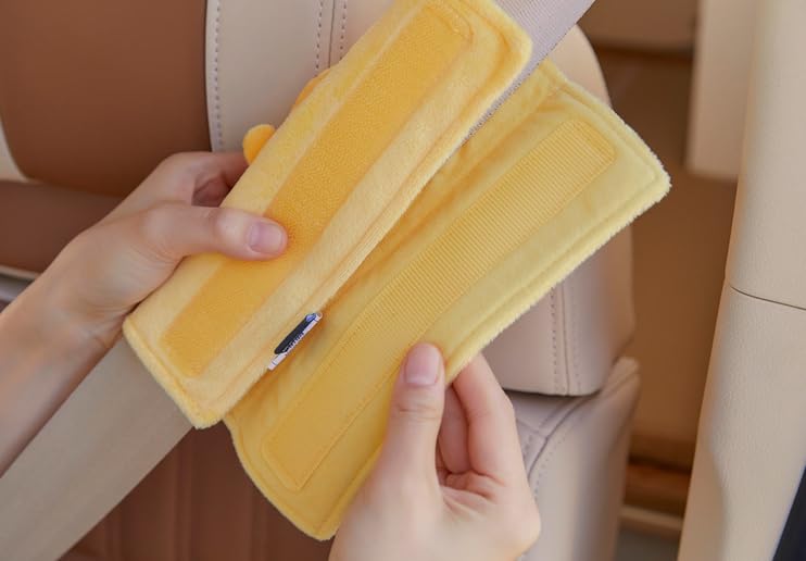 KAKA0 Official Cute Seat Belt Shoulder Pad – Ryan, Apeach, Choonsik & Jordy Car Seat Belt Cover for Comfort & Protection (Ryan Plush Cover)