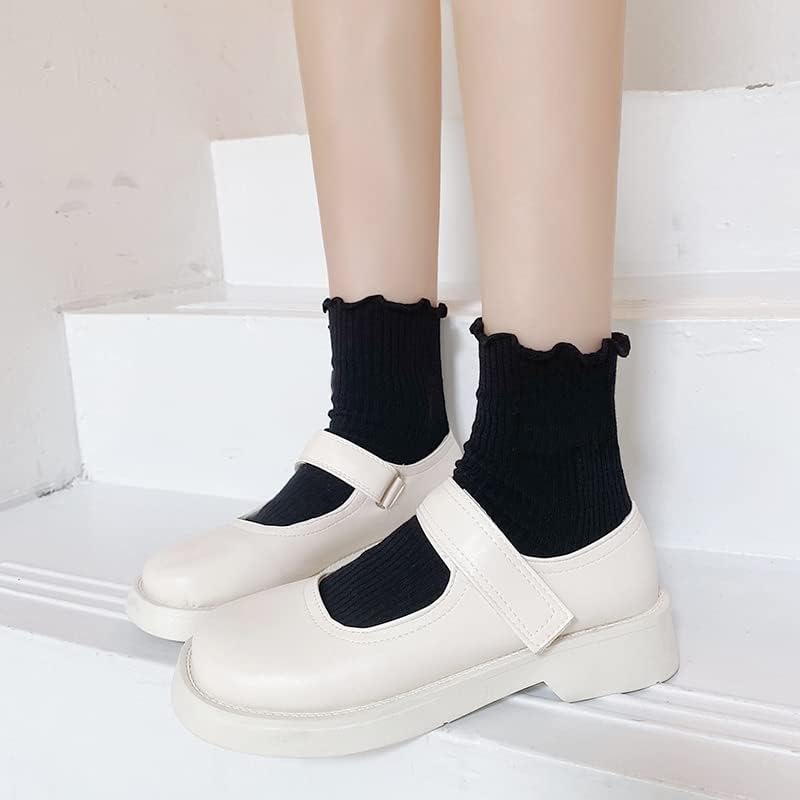 Mcool Mary Womens Socks, Ruffle Turn-Cuff Casual Ankle Breathable Cool Knit Cotton Lettuce Crew Frilly Sock 6 Pack
